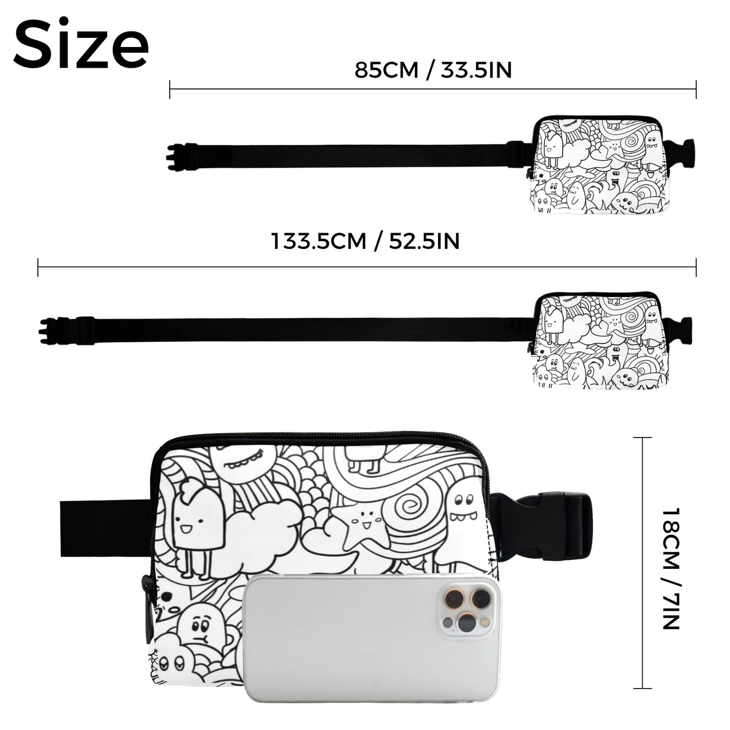 Black And White Creatures - Belt Bag