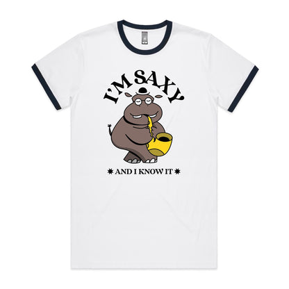 I'm Saxy And I Know It, Hippo Saxophone Player - Staple Ringer Tee