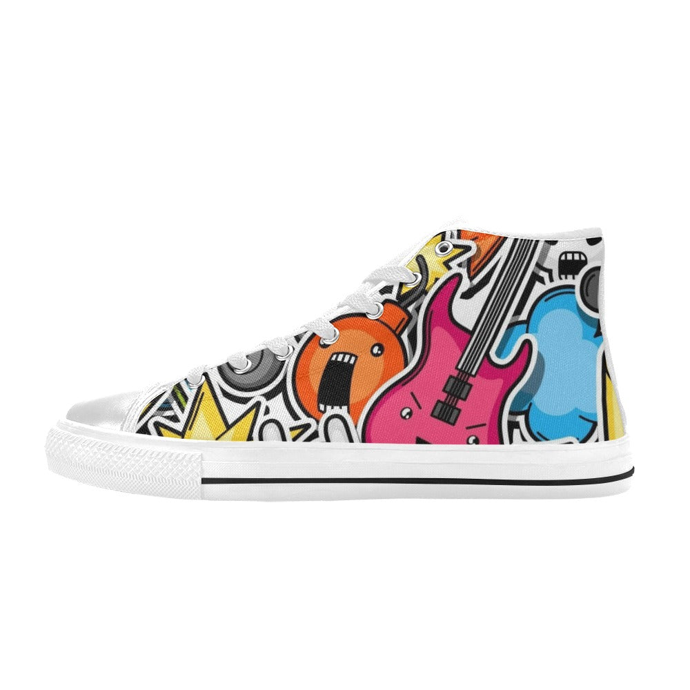 Sticker Music - Men's High Top Canvas Shoes