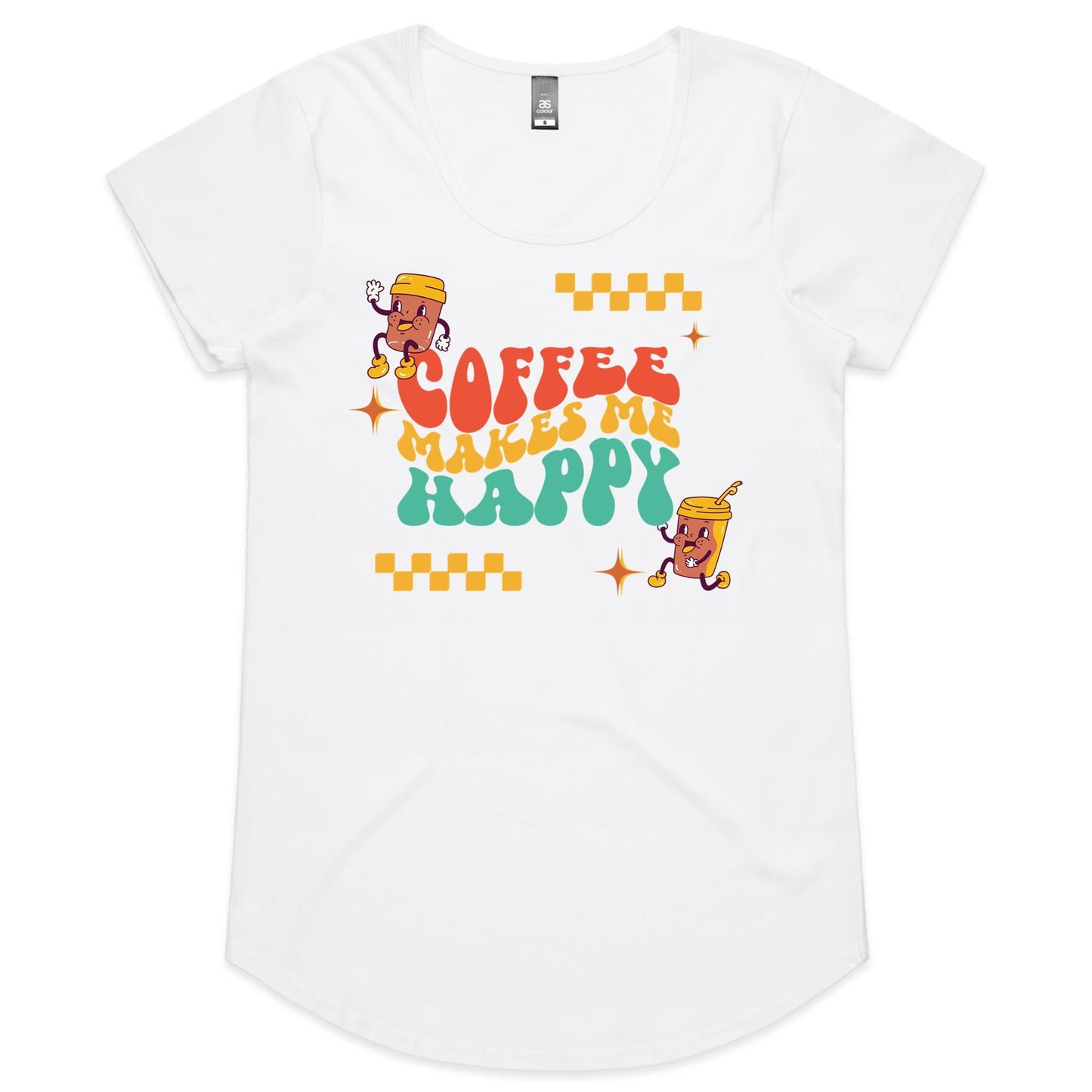 Coffee Makes Me Happy - Womens Scoop Neck T-Shirt