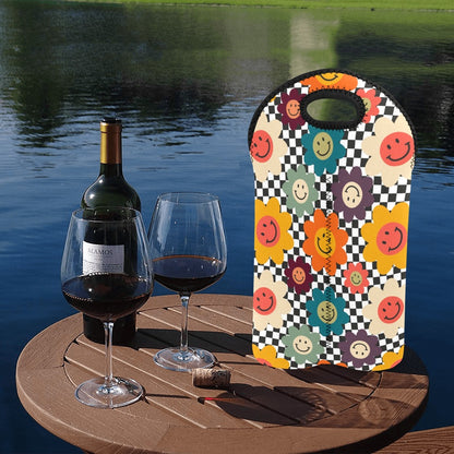 Happy Retro Flowers - 2-Bottle Neoprene Wine Bag