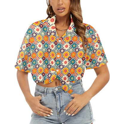 Happy Retro Flowers - Womens Hawaiian Shirt