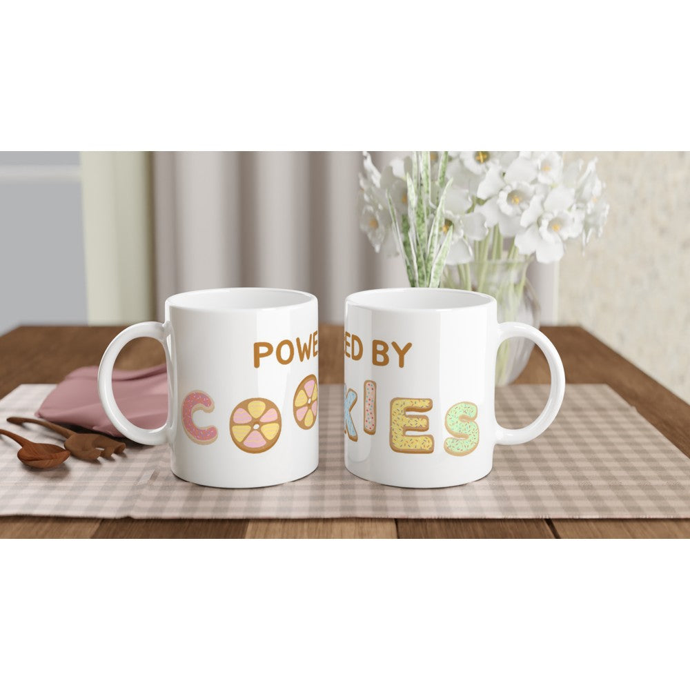 Powered By Cookies - White 11oz Ceramic Mug Default Title White 11oz Mug food Globally Fulfilled