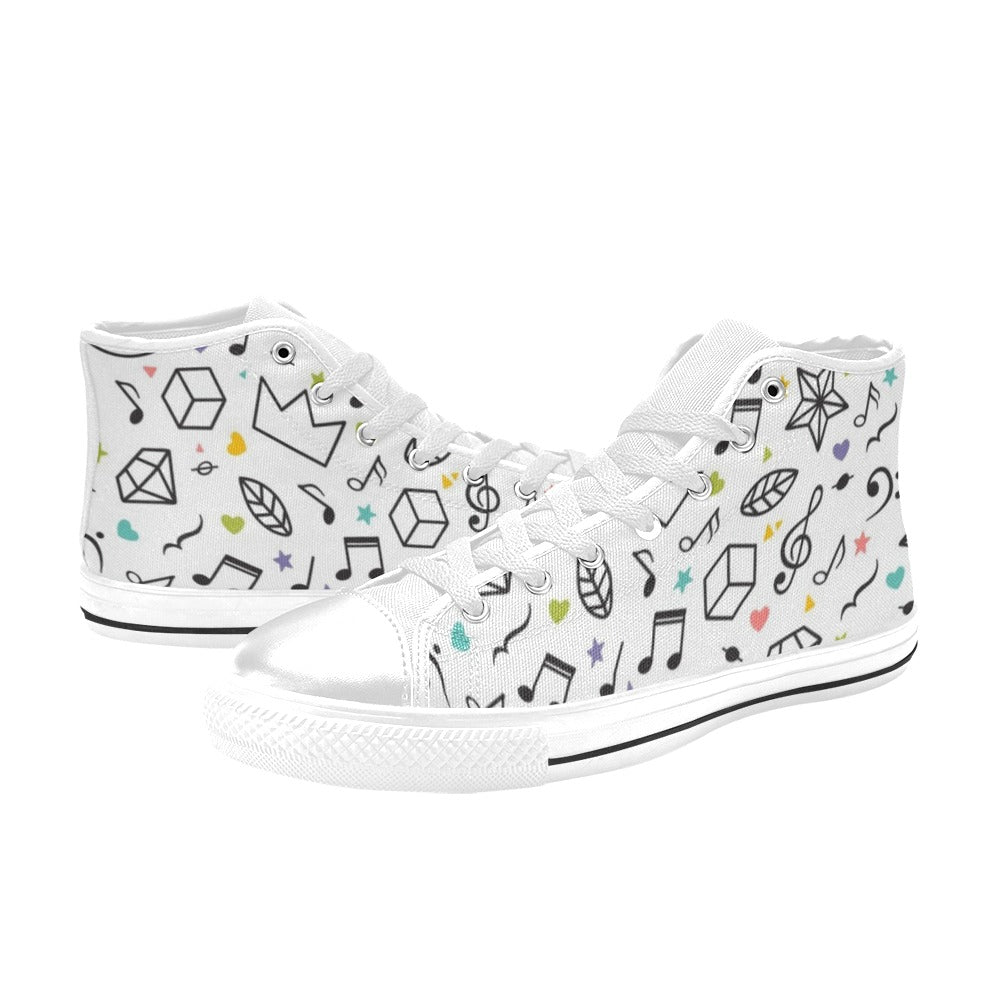 Music Time - Women's High Top Canvas Shoes