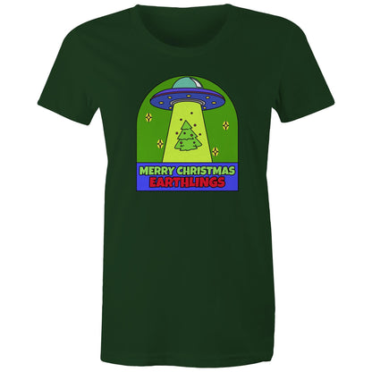 Merry Christmas Earthlings, UFO - Womens T-shirt