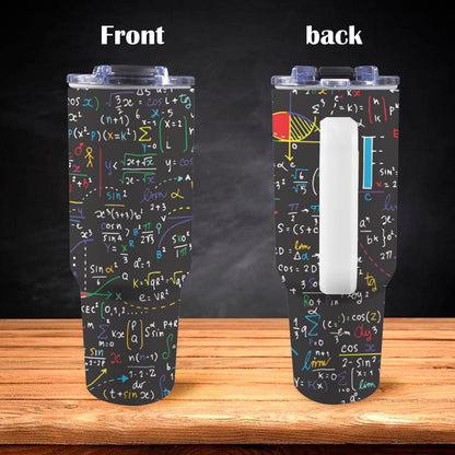 Colourful Maths Formulas - 40oz Tumbler with White Handle