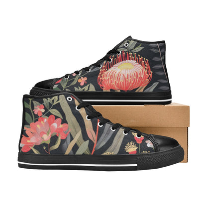 Australian Waratah Flower - Women's High Top Canvas Shoes