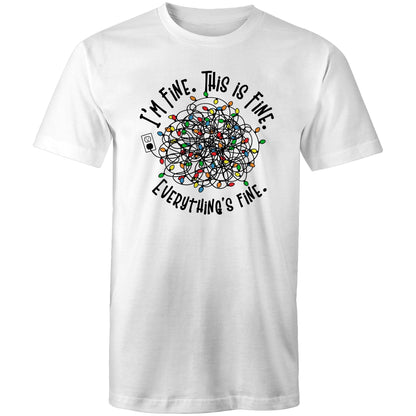 Tangled Christmas Lights, I'm Fine, This Is Fine, Everything Is Fine - Mens T-Shirt