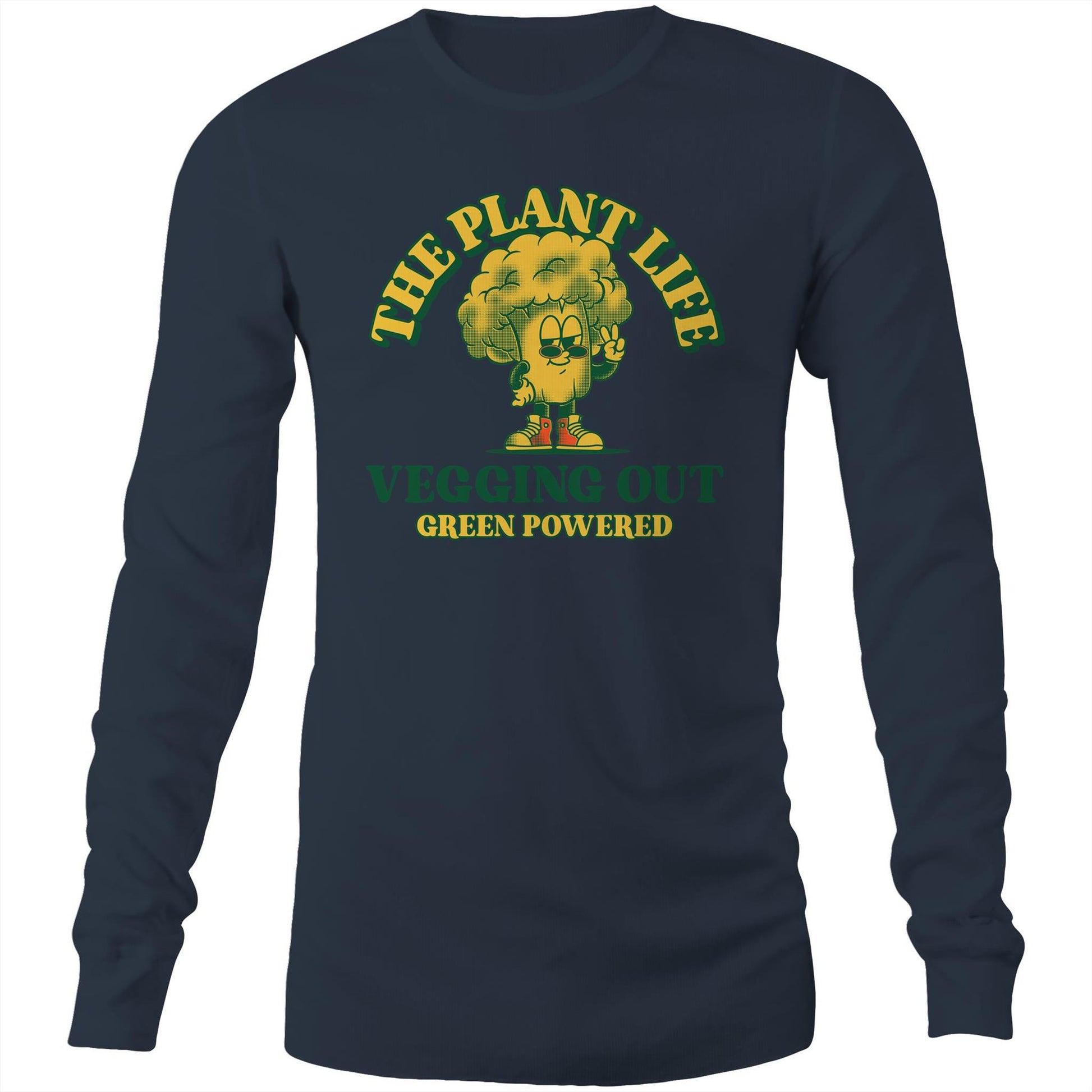 The Plant Life - Long Sleeve T-Shirt Navy Unisex Long Sleeve T-shirt Food Vegetarian