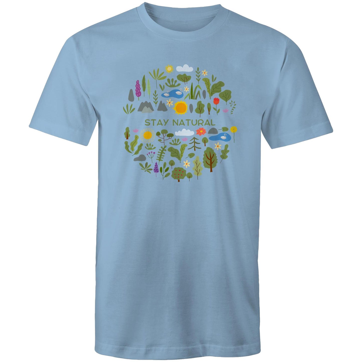 Stay Natural - Mens T-Shirt Carolina Blue Mens T-shirt Plants Printed In Australia