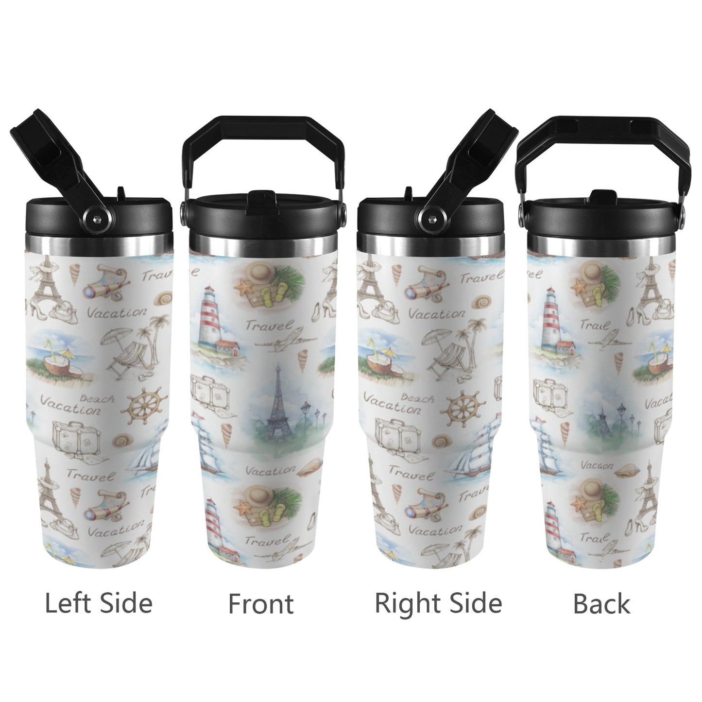 Travel Map - 30oz Tumbler with Top Handle