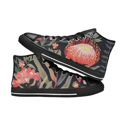 Australian Waratah Flower - Women's High Top Canvas Shoes