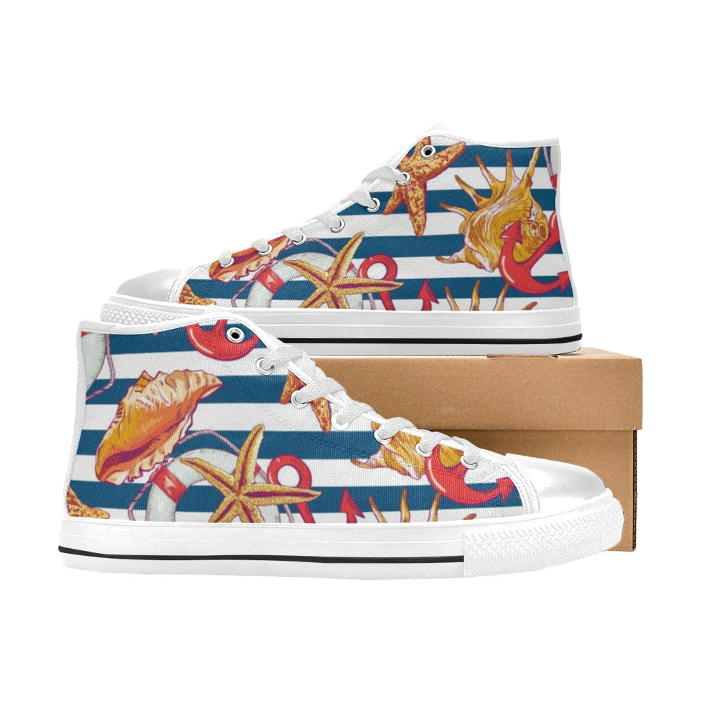 Nautical Life - Women's High Top Canvas Shoes