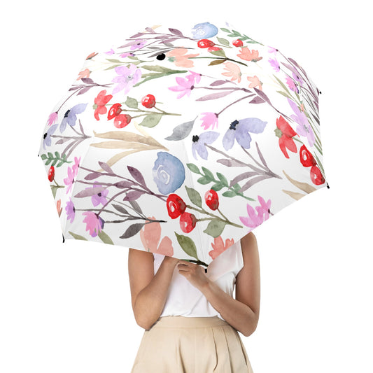 Floral Watercolour - Semi-Automatic Foldable Umbrella Semi-Automatic Foldable Umbrella