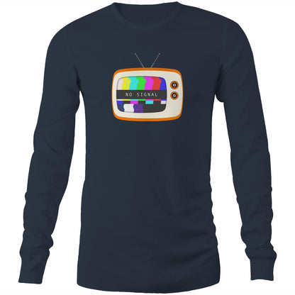 Retro Television, No Signal - Long Sleeve T-Shirt Navy Unisex Long Sleeve T-shirt Retro