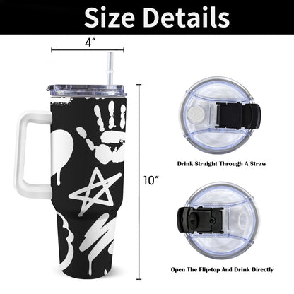 Bold Graffiti - 40oz Tumbler with White Handle