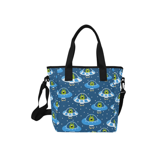 Cute Aliens in UFOs - Tote Bag with Shoulder Strap