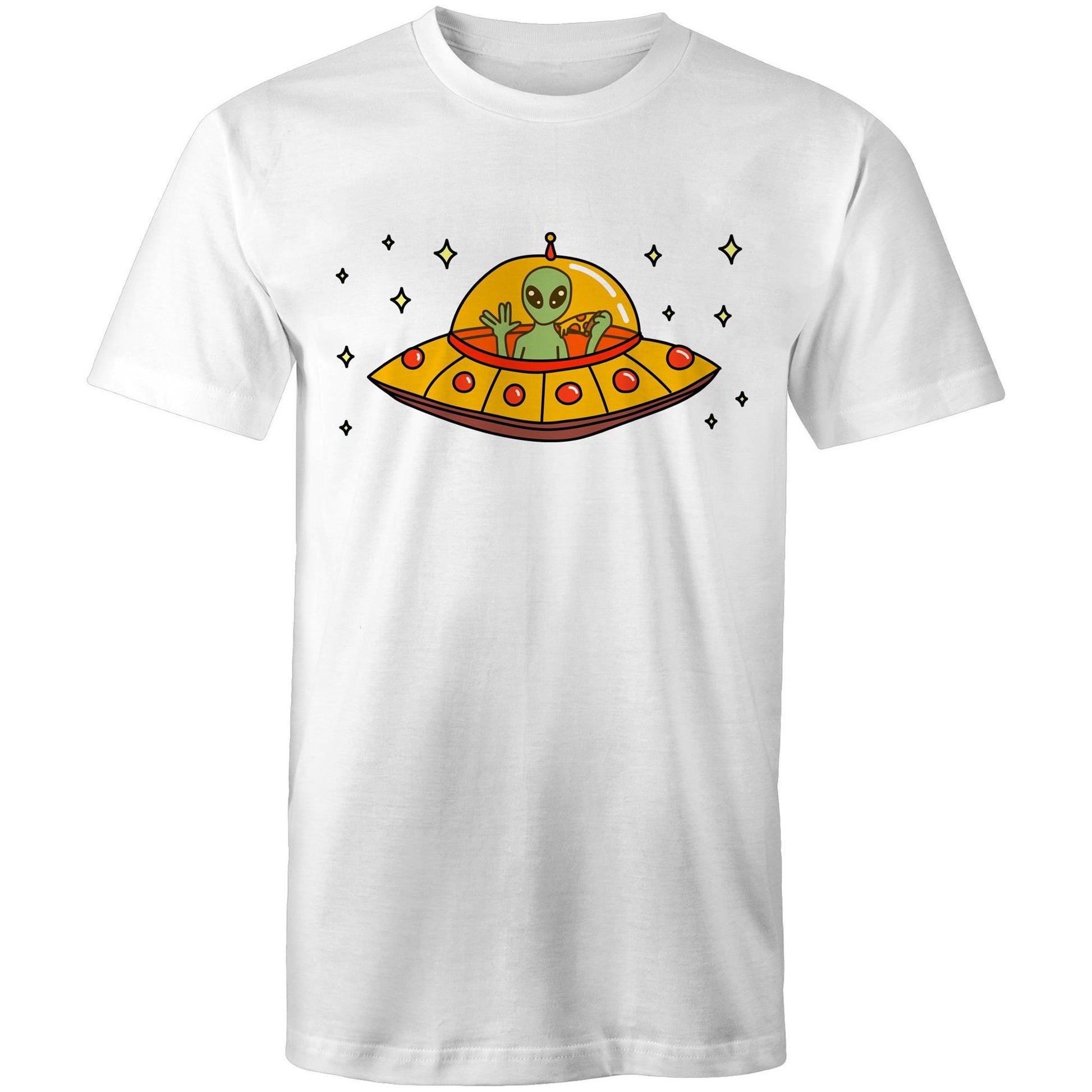 Alien Pizza - Mens T-Shirt White Mens T-shirt Sci Fi
