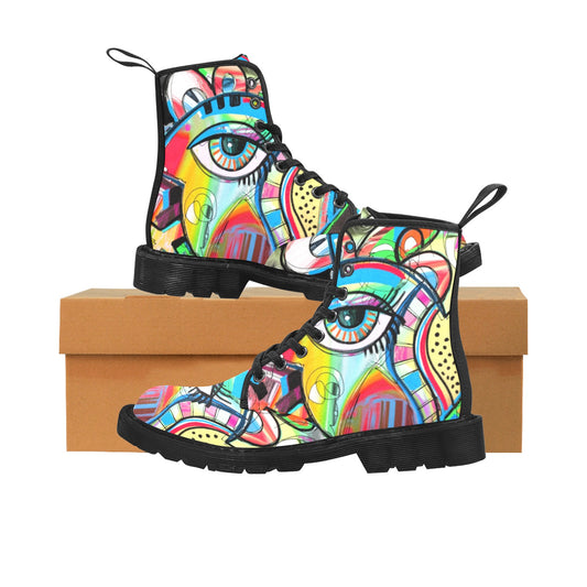 Graffiti Bird - Martin Boots for Women (Black)