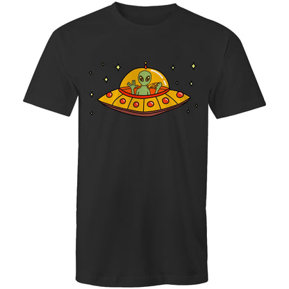 Alien Pizza - Mens T-Shirt Black Mens T-shirt Sci Fi