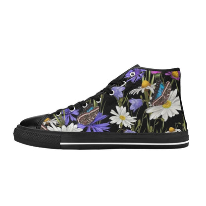 Butterfly Flowers - Women's High Top Canvas Shoes