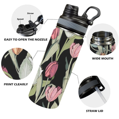 Tulips - Insulated Water Bottle with Dual-Use Lid (18oz) Insulated Water Bottle with Dual-Use Lid (18oz) Printed Offshore