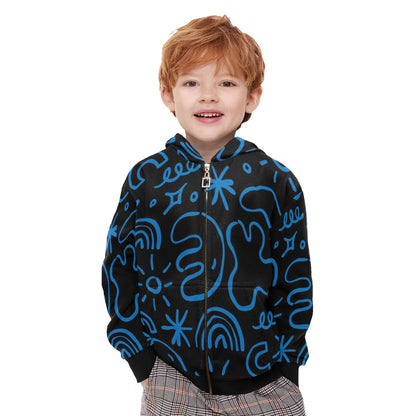 Blue Squiggle - Junior Boys Zip Up Hoodie