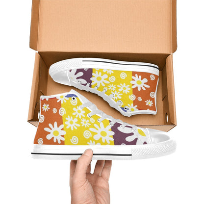 Floral Patchwork - Women's High Top Canvas Shoes