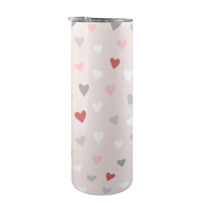 Pretty Hearts - 20oz Tall Skinny Tumbler with Lid and Straw