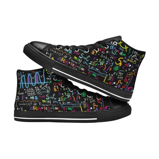 Math Scribbles - Kids High Top Canvas Shoes