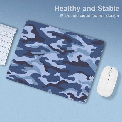 Blue Camouflage - Leather Mouse Pad