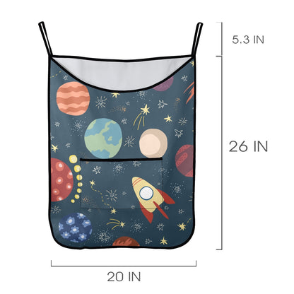 Rocket and Planets In Space - Hanging Laundry Bag