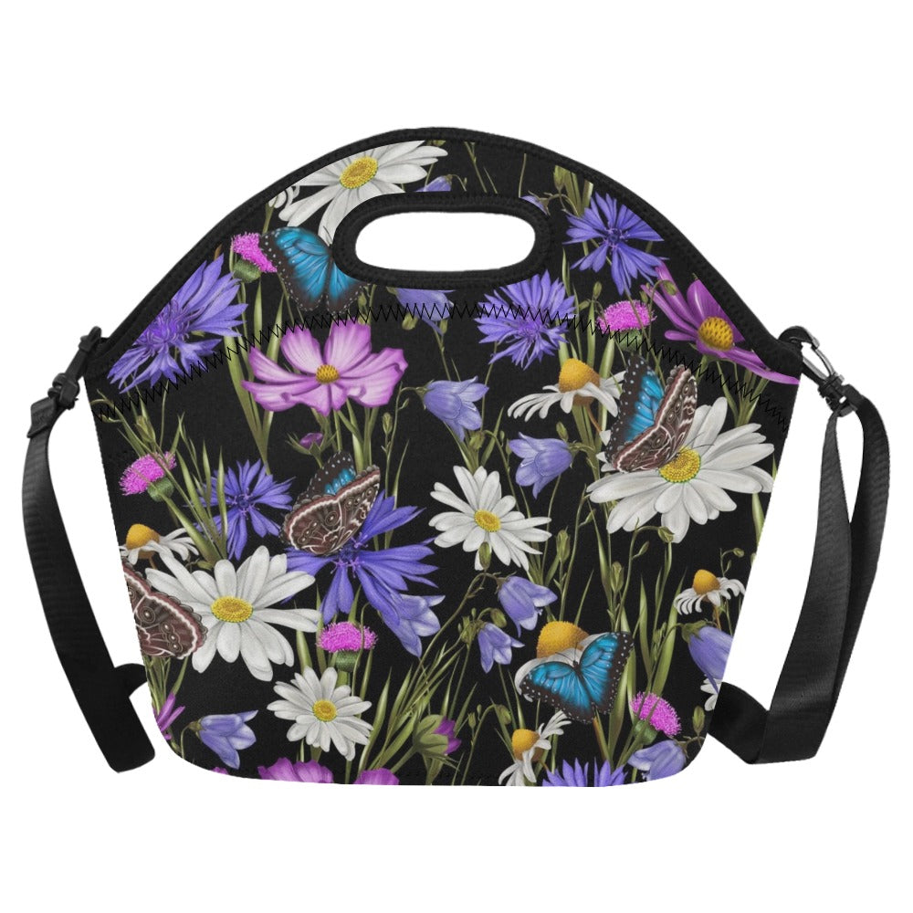 Butterfly Flowers - Neoprene Lunch Bag/Large Neoprene Lunch Bag/Large Printed Offshore