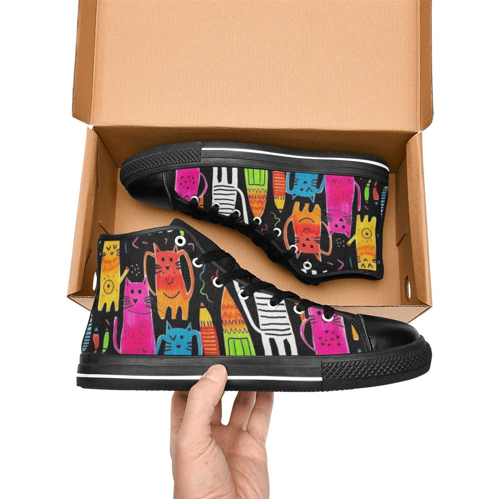 Colourful Cats - Women's High Top Canvas Shoes