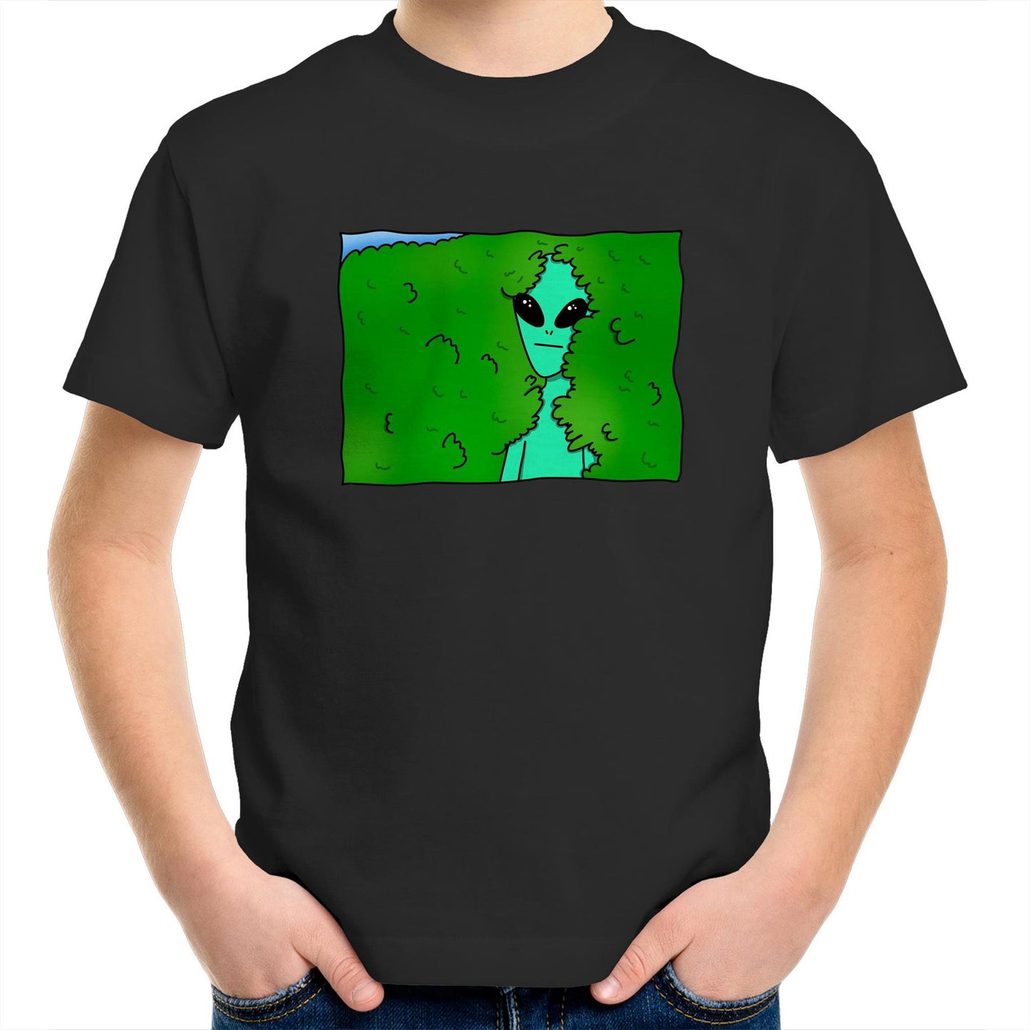 Alien Backing Into Hedge Meme - Kids Youth T-Shirt