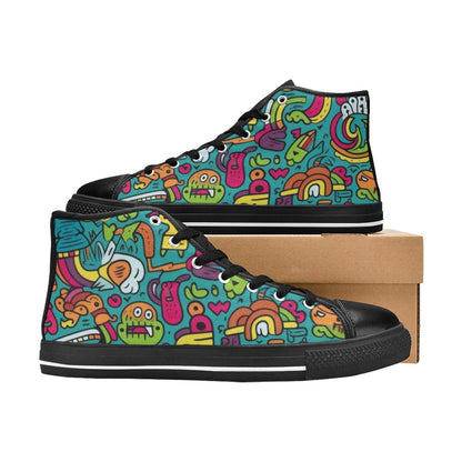 Crazy Characters - Kids High Top Canvas Shoes