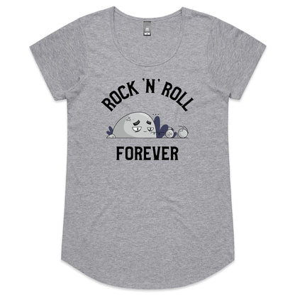 Rock 'N' Roll Forever - Womens Scoop Neck T-Shirt Grey Marle Womens Scoop Neck T-shirt Music