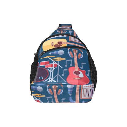 Music Instruments Blue - Chest Bag With Full Print