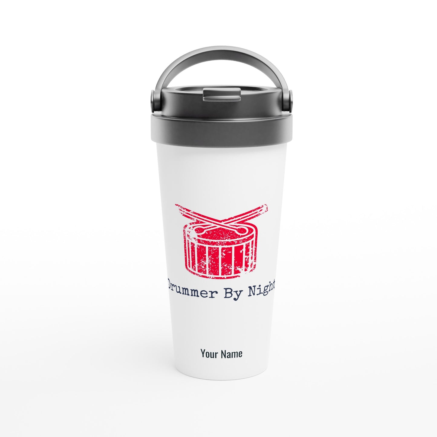 Personalised - Drummer By Night - White 15oz Stainless Steel Travel Mug Default Title Personalised Travel Mug