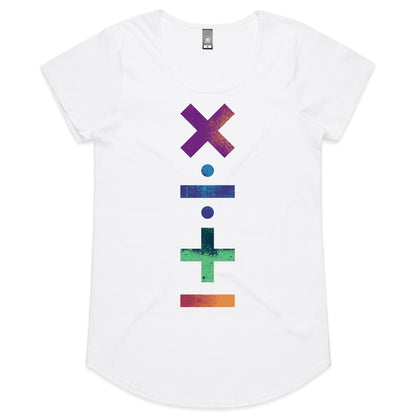 Maths Symbols - Womens Scoop Neck T-Shirt White Womens Scoop Neck T-shirt Maths Printed In Australia