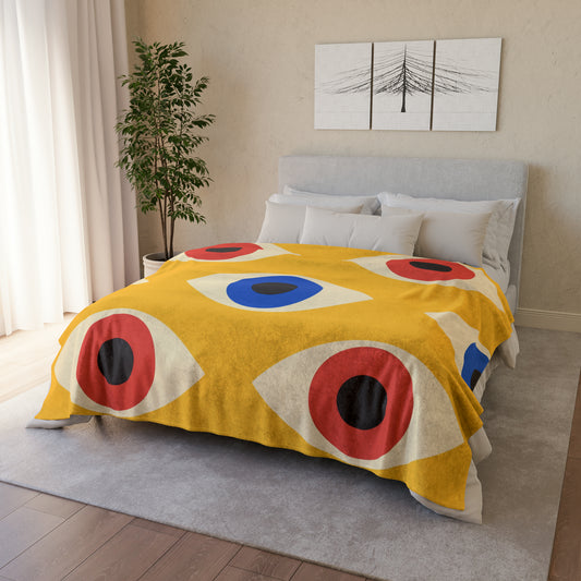 Eyes On Yellow - Soft Polyester Blanket 60" × 80" Blanket