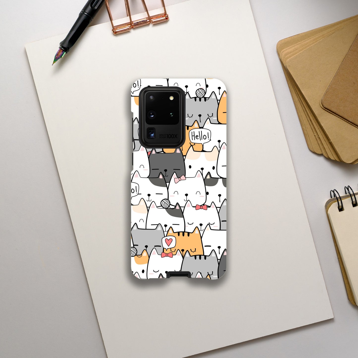 Cat Hello - Phone Tough Case Galaxy S20 Ultra Phone Case Globally Fulfilled