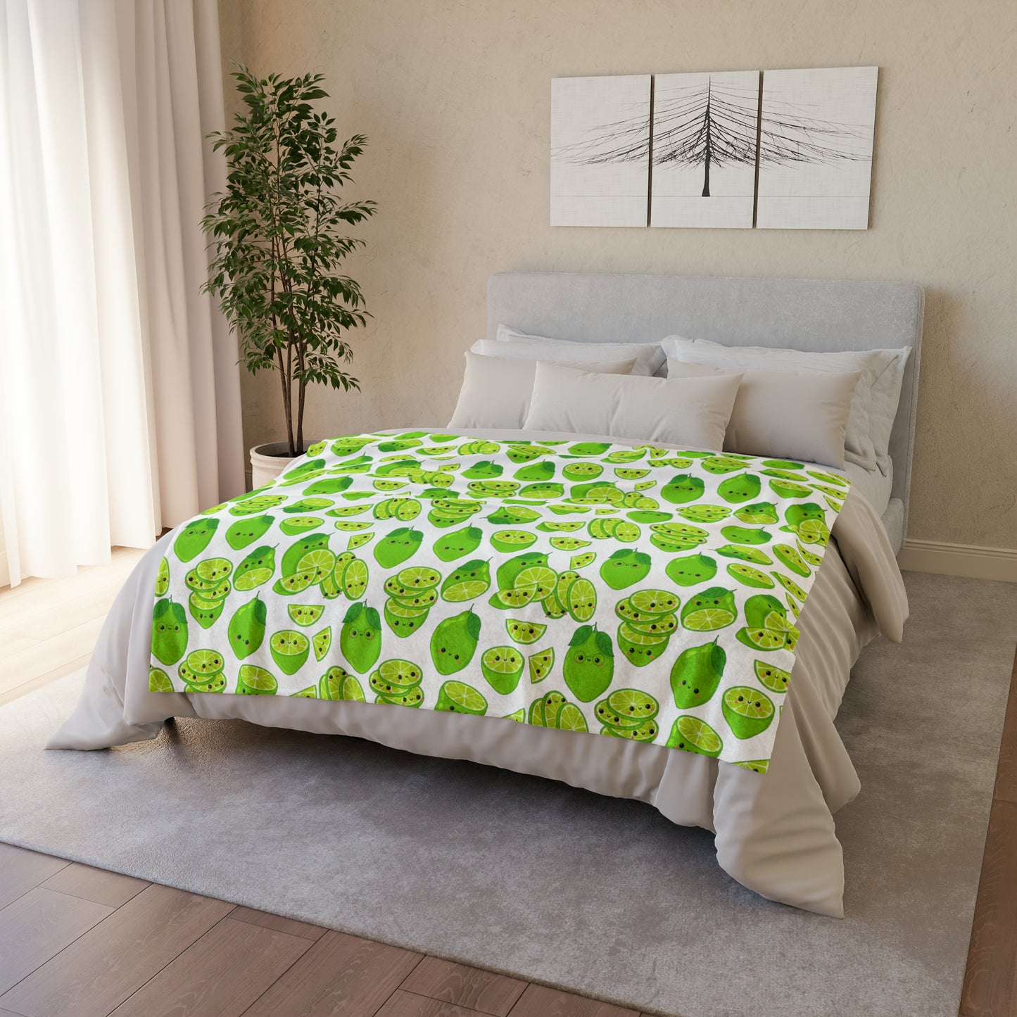 Cute Limes - Soft Polyester Blanket 50" × 60" Blanket Food