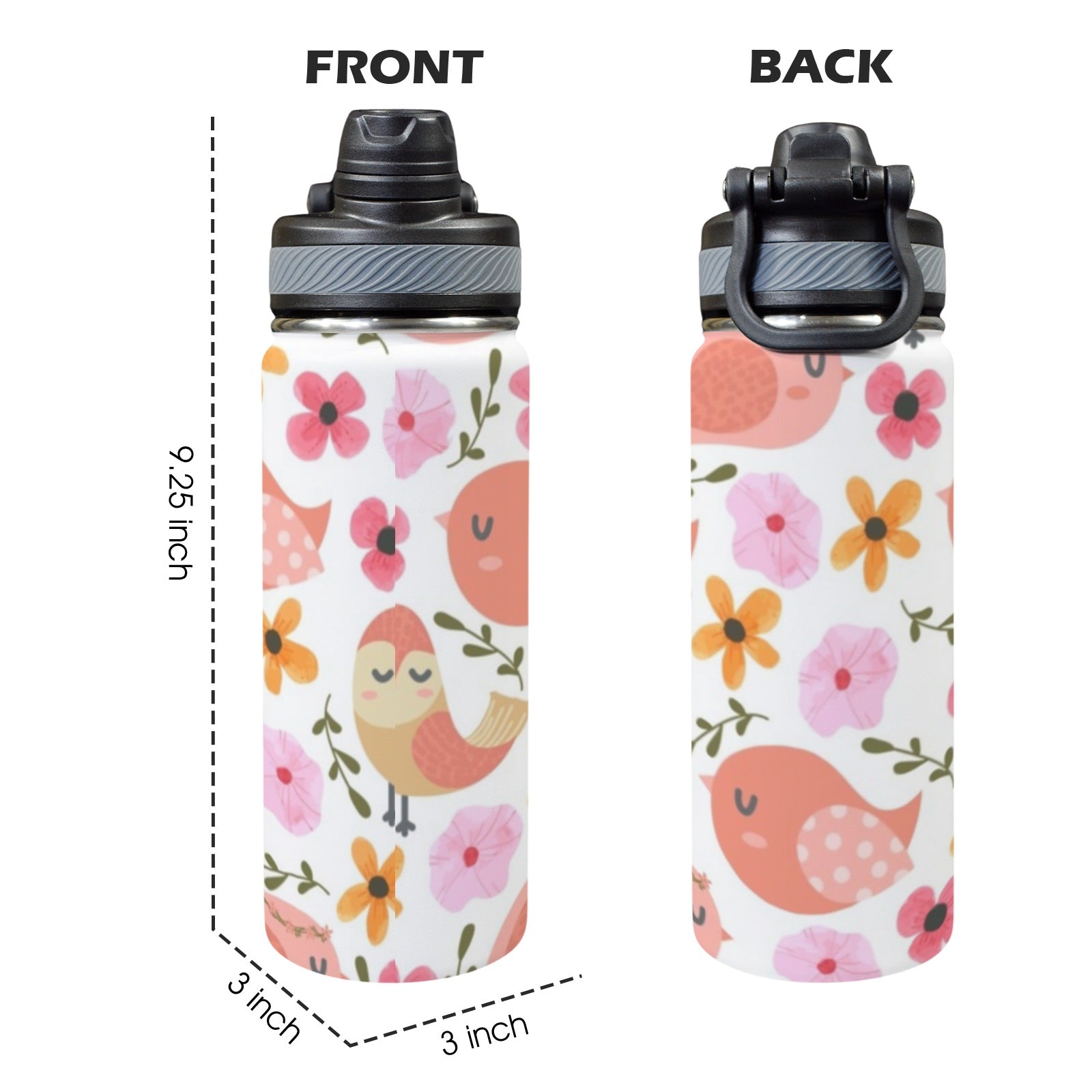 Lovely Birds - Insulated Water Bottle with Dual-Use Lid (18oz) Insulated Water Bottle with Dual-Use Lid (18oz) animal Printed Offshore