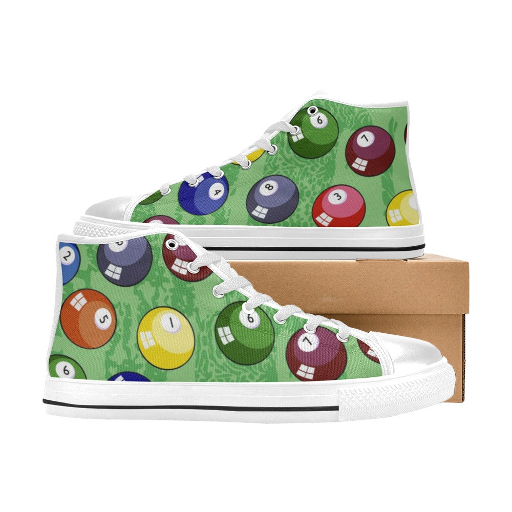 Pool Balls - Women's High Top Canvas Shoes