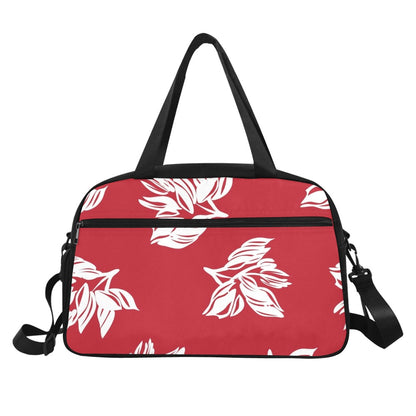 Red Retro Foliage, Hawaiian Flower - Gym Bag / Overnight Bag