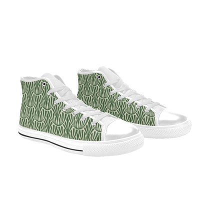 Green Pattern - Men's High Top Canvas Shoes