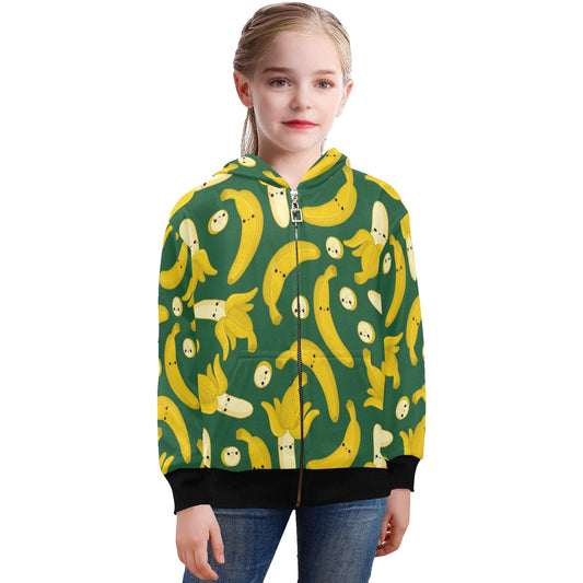 Happy Bananas - Senior Girls Zip Up Hoodie