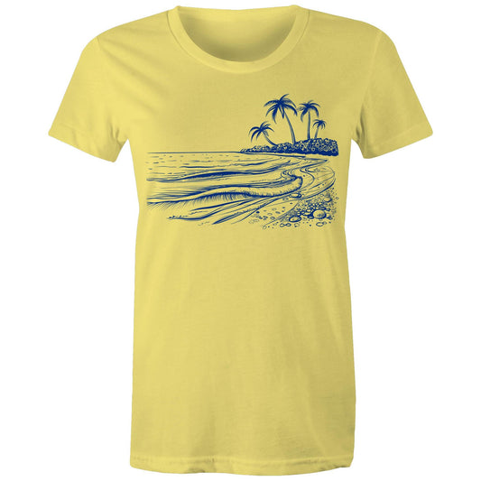 Surf Beach - Womens T-shirt Yellow Womens T-shirt Summer Surf