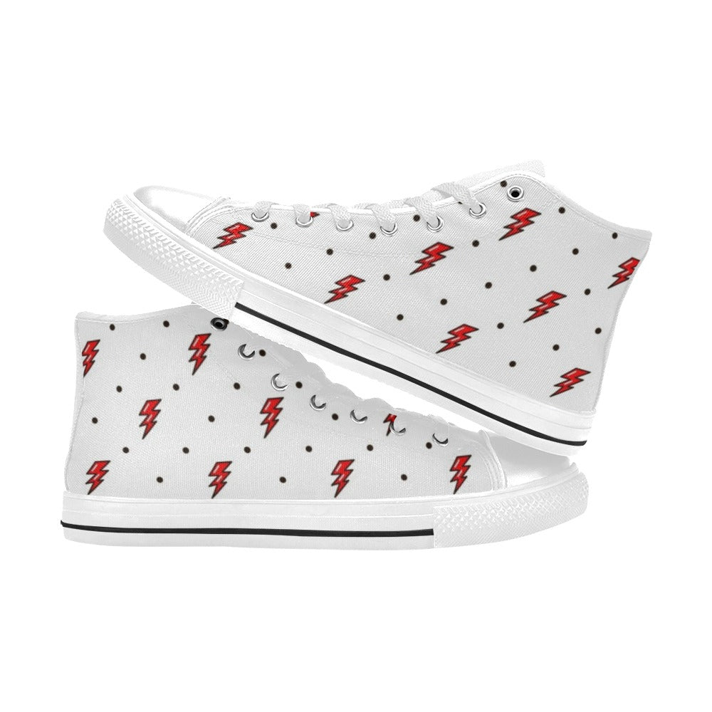 Red Lightning - Kids High Top Canvas Shoes